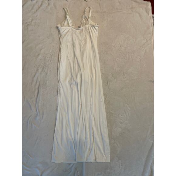 POPILUSH Shapewear Lace V Neck Side Slit Slimming Maxi Slip Dress Large White - Picture 12 of 14